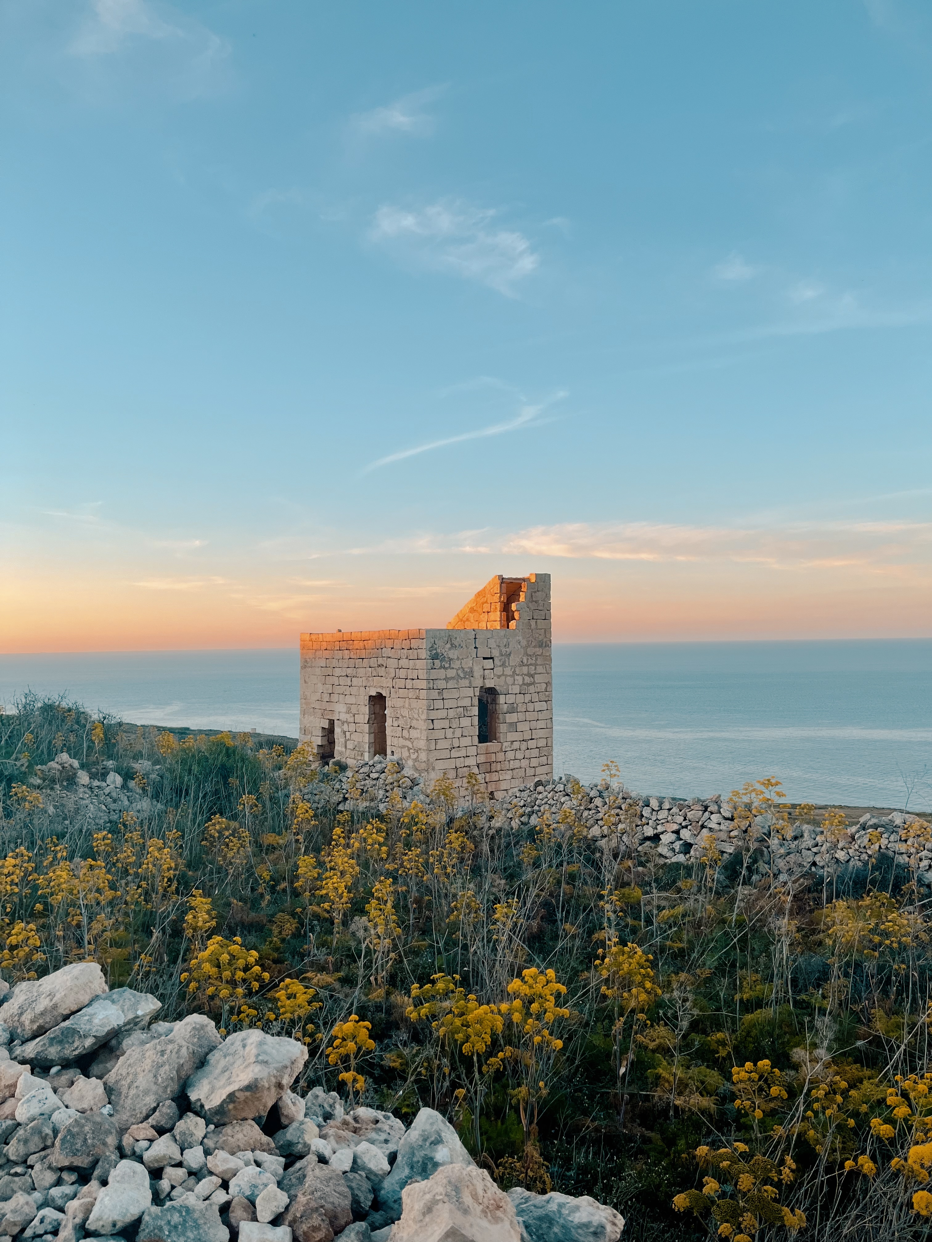 Gozo countryside and sea view